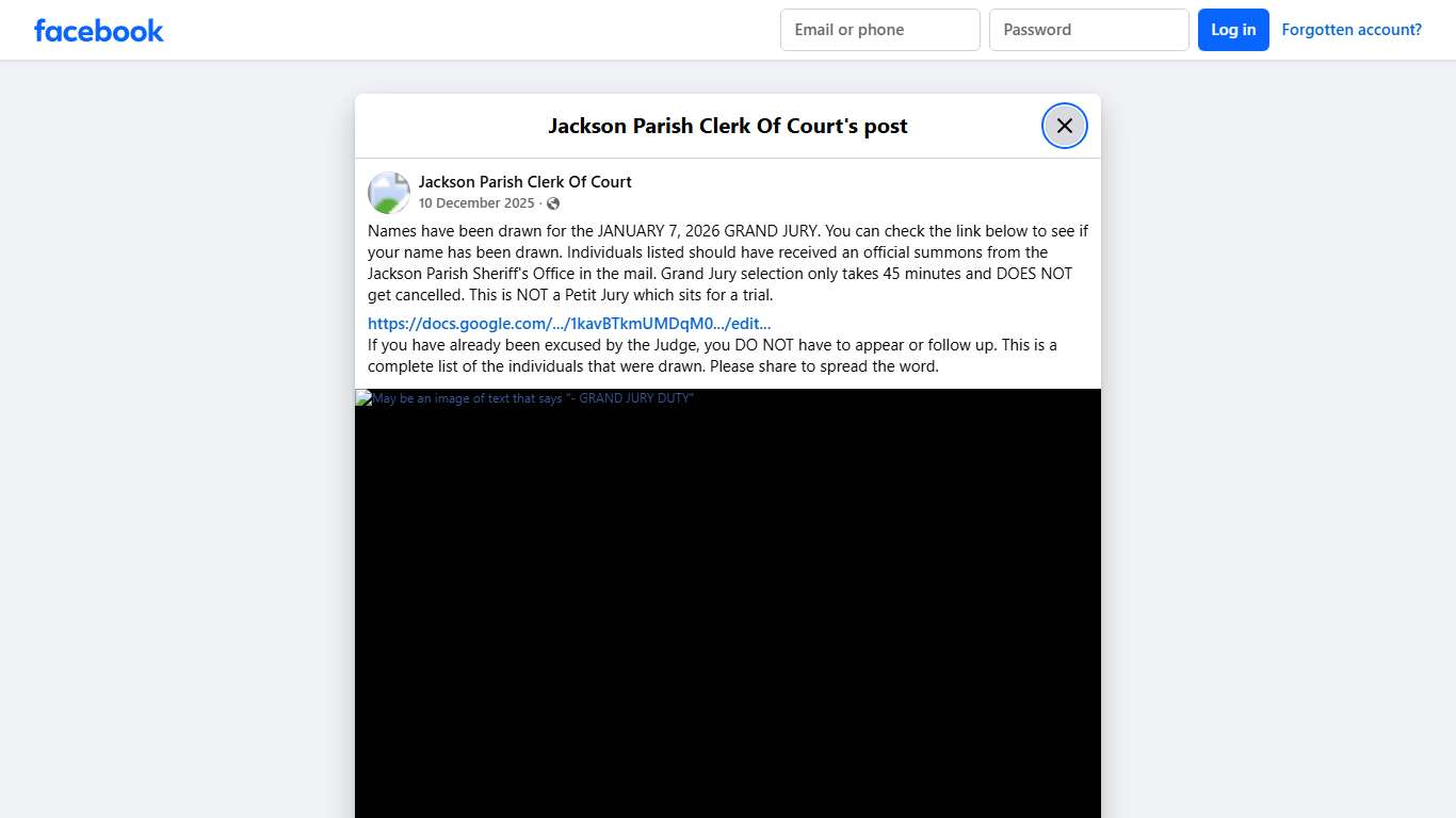 Names have been drawn for... - Jackson Parish Clerk Of Court Facebook