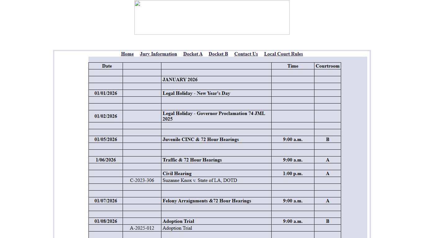 Division B Docket - 33JDC of Louisiana